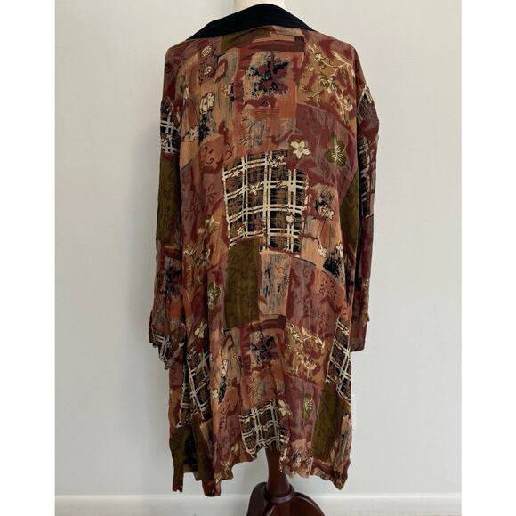 Women Plus Size 3x Kimono Robe Open Front Artsy Rayon Vintage Cardigan - Picture 1 of 9